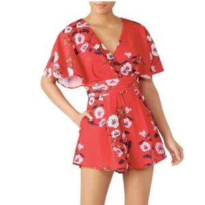 Keepsake The Label Floral Darkness Romper in Red sz 4